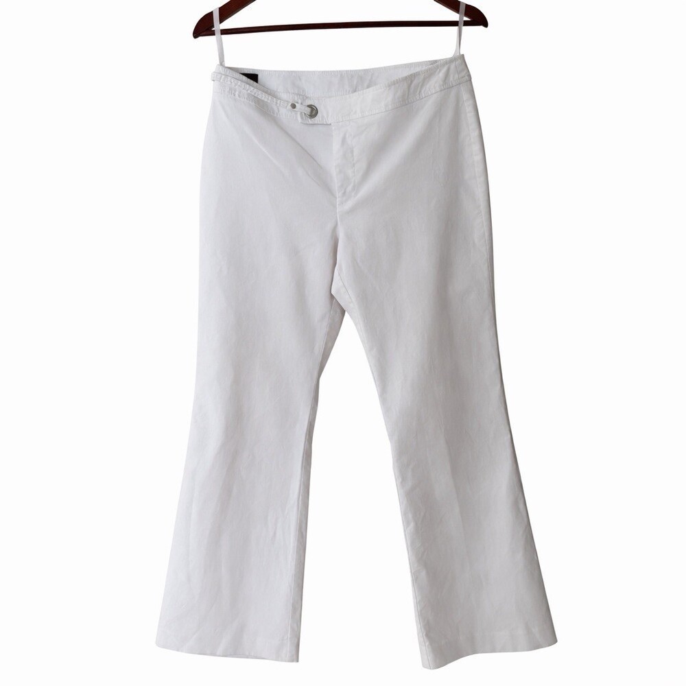 MEXX White Straight Leg Pants Size 10 Cotton Stretch Minimalist Mid Rise